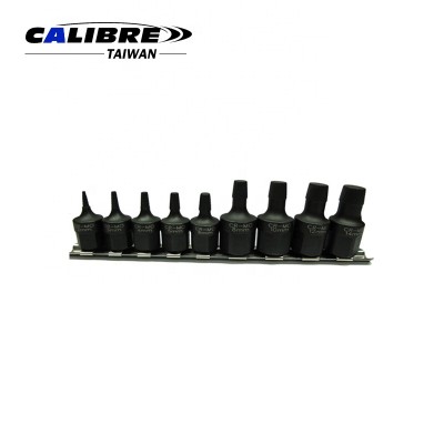 CALIBRE 9PC 1/2" & 3/8" Dr Multi-Spline Damaged Stud Extractor Set  Hex Head Spiral Screw Extractor Set